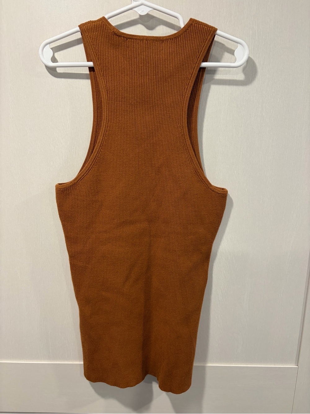 Madewell Ribbed Sleeveless Tank Top XS Rust Brown High Neck - Picture 3 of 7